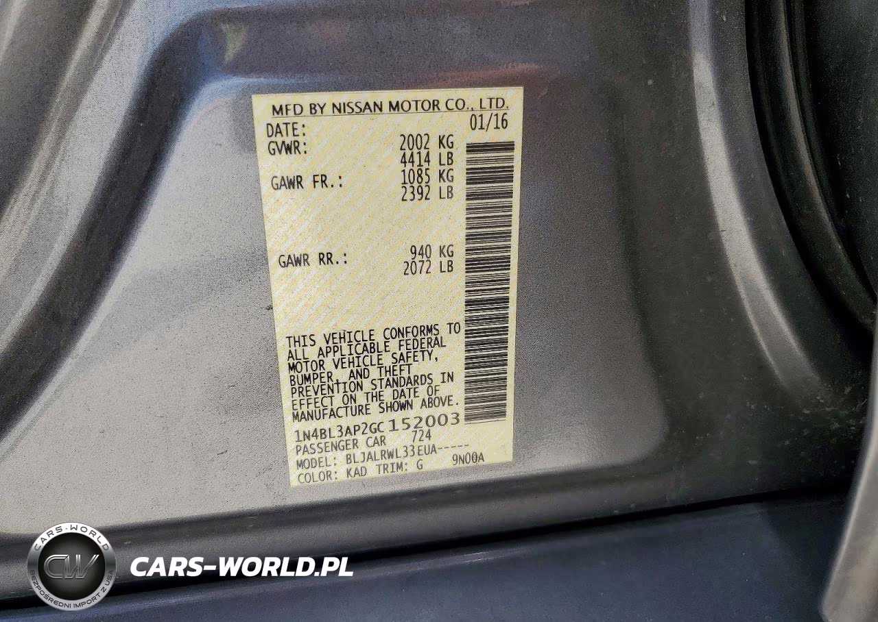 2016 Nissan Altima 3.5 Sl VIN:1N4BL3AP2GC152003 - 12