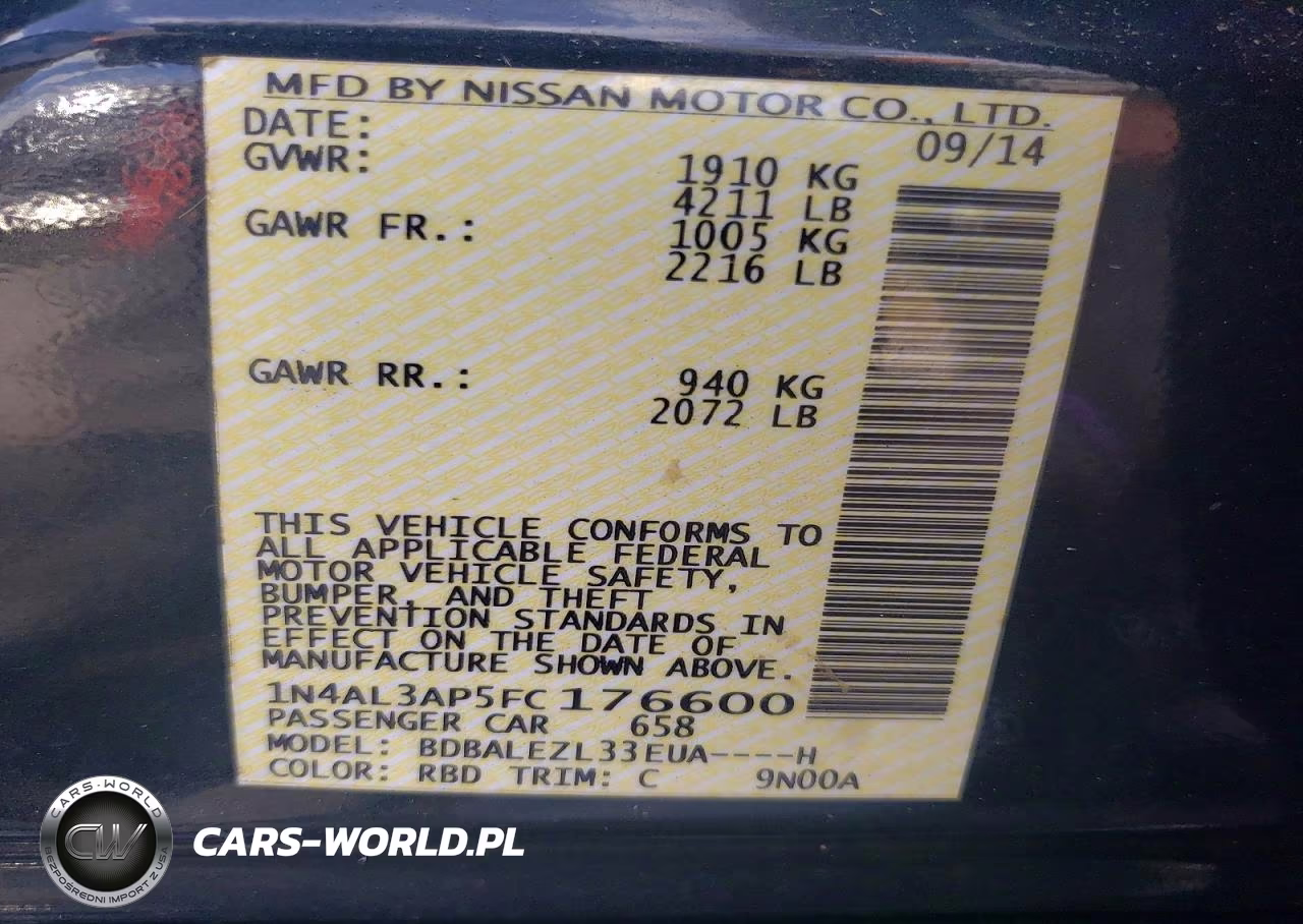 2015 Nissan Altima 2.5 S VIN:1N4AL3AP5FC176600 - 13