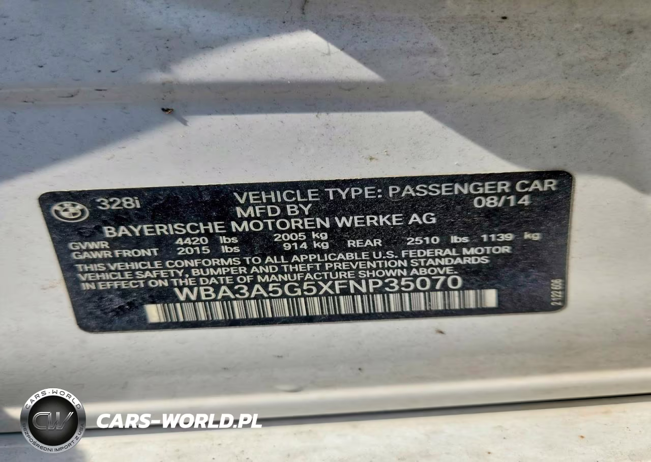 2015 BMW 328 I VIN:WBA3A5G5XFNP35070 - 12