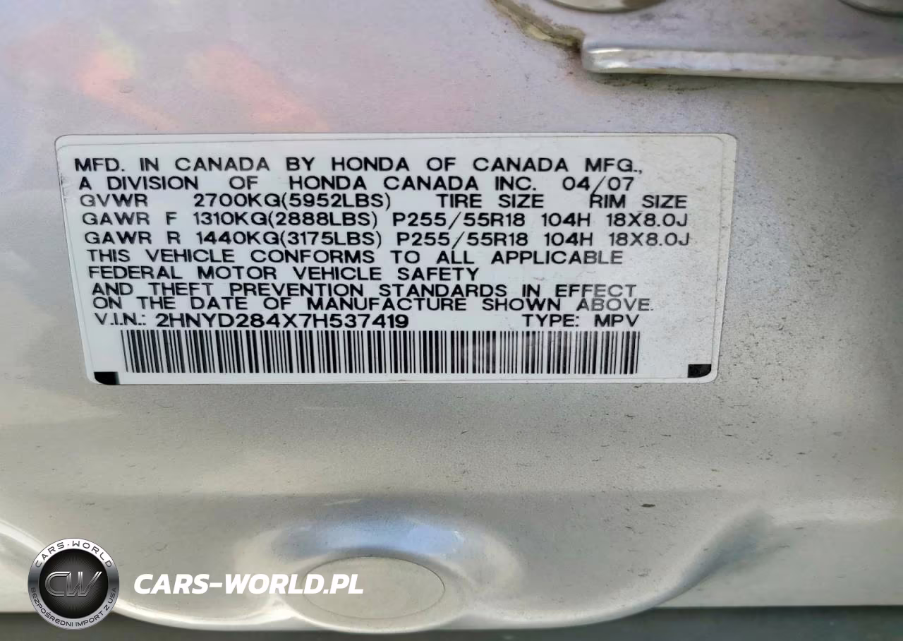 2007 Acura Mdx Technology VIN:2HNYD284X7H537419 - 14