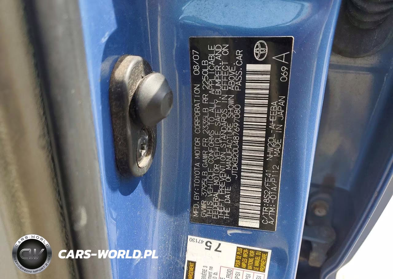 2008 Toyota Prius Base VIN:JTDKB20U487697080 - 12