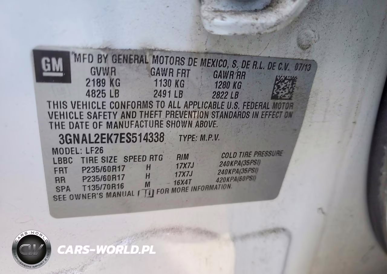 2014 Chevrolet Captiva Ls VIN:3GNAL2EK7ES514338 - 13