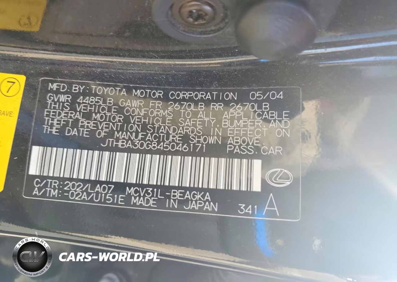 2004 Lexus Es 330 VIN:JTHBA30G845046171 - 13