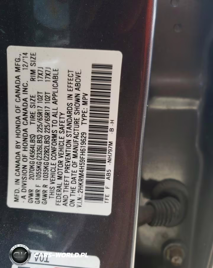 2015 Honda Cr-V Ex VIN:2HKRM4H59FH619629 - 12