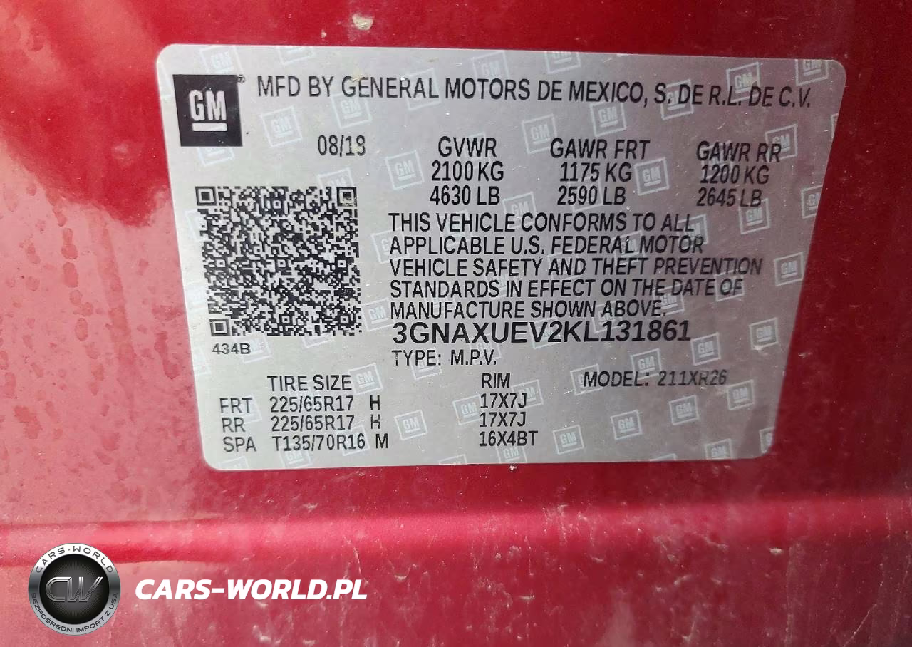 2019 Chevrolet Equinox Lt VIN:3GNAXUEV2KL131861 - 12