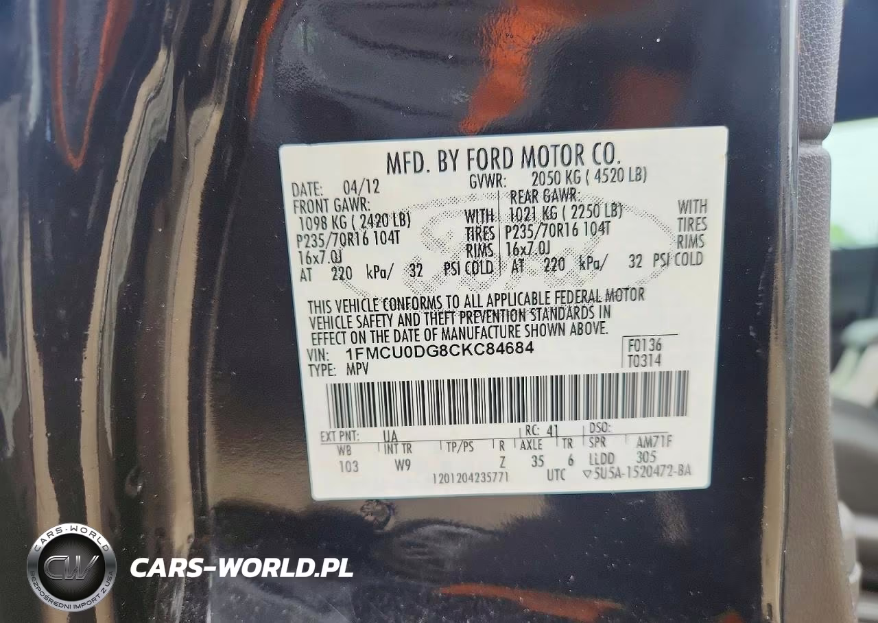 2012 Ford Escape Xlt VIN:1FMCU0DG8CKC84684 - 13