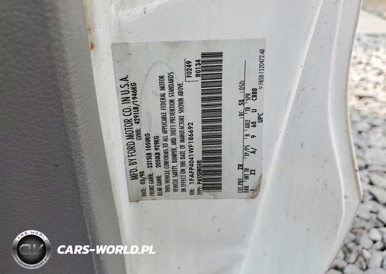 1998 Ford Mustang VIN:1FAFP4041WF186692 - 12