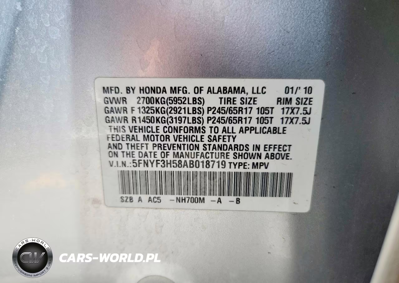 2010 Honda Pilot Exl VIN:5FNYF3H58AB018719 - 14