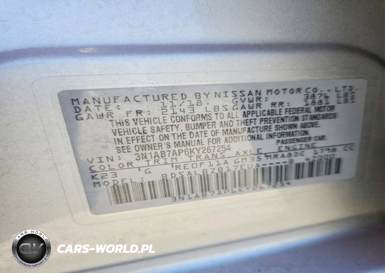 2019 Nissan Sentra S VIN:3N1AB7AP6KY267254 - 12