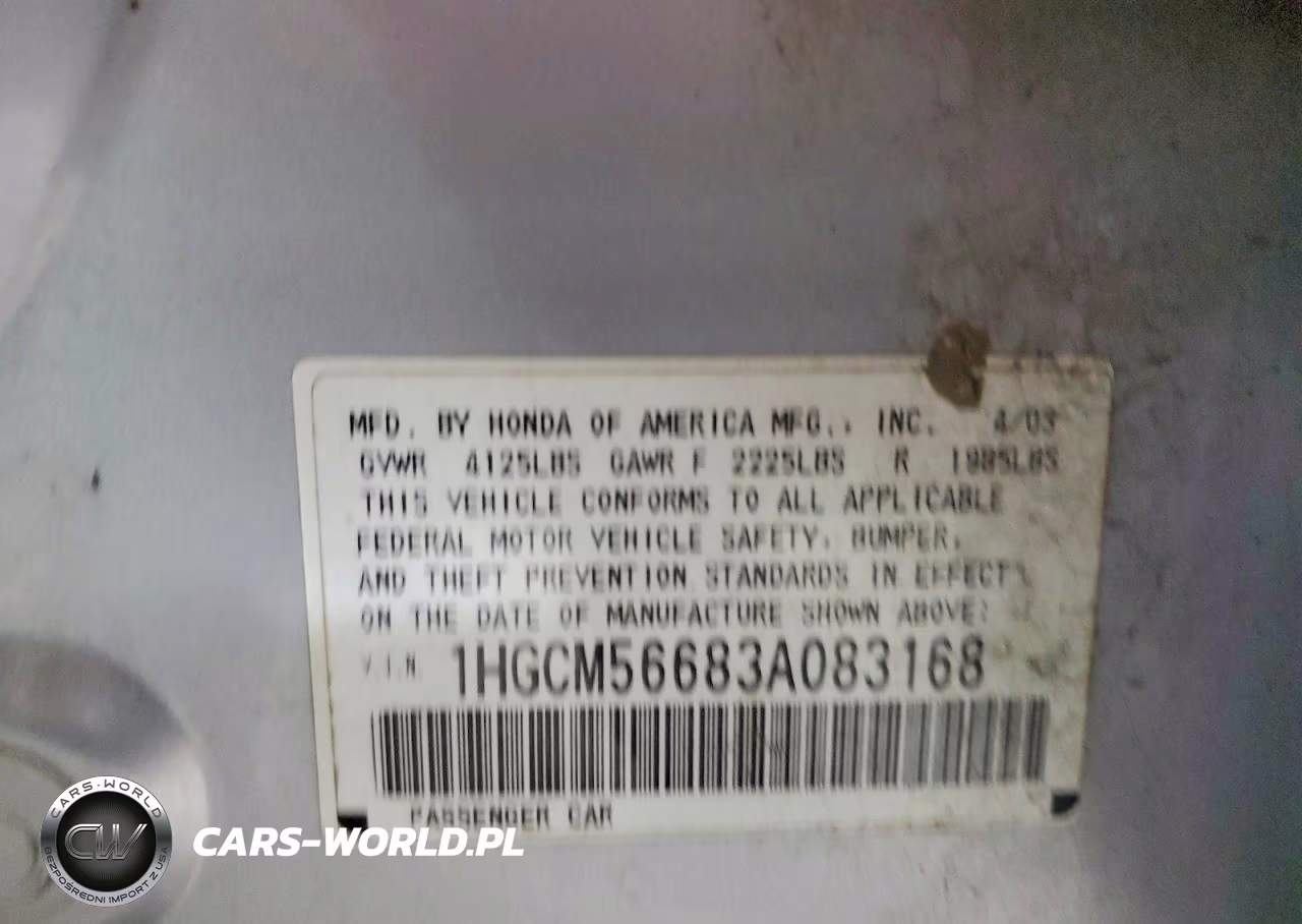 2003 Honda Accord Ex VIN:1HGCM56683A083168 - 12