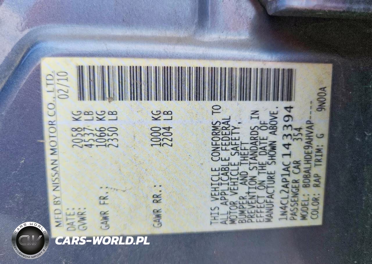 2010 Nissan Altima Hybrid VIN:1N4CL2AP1AC143394 - 12