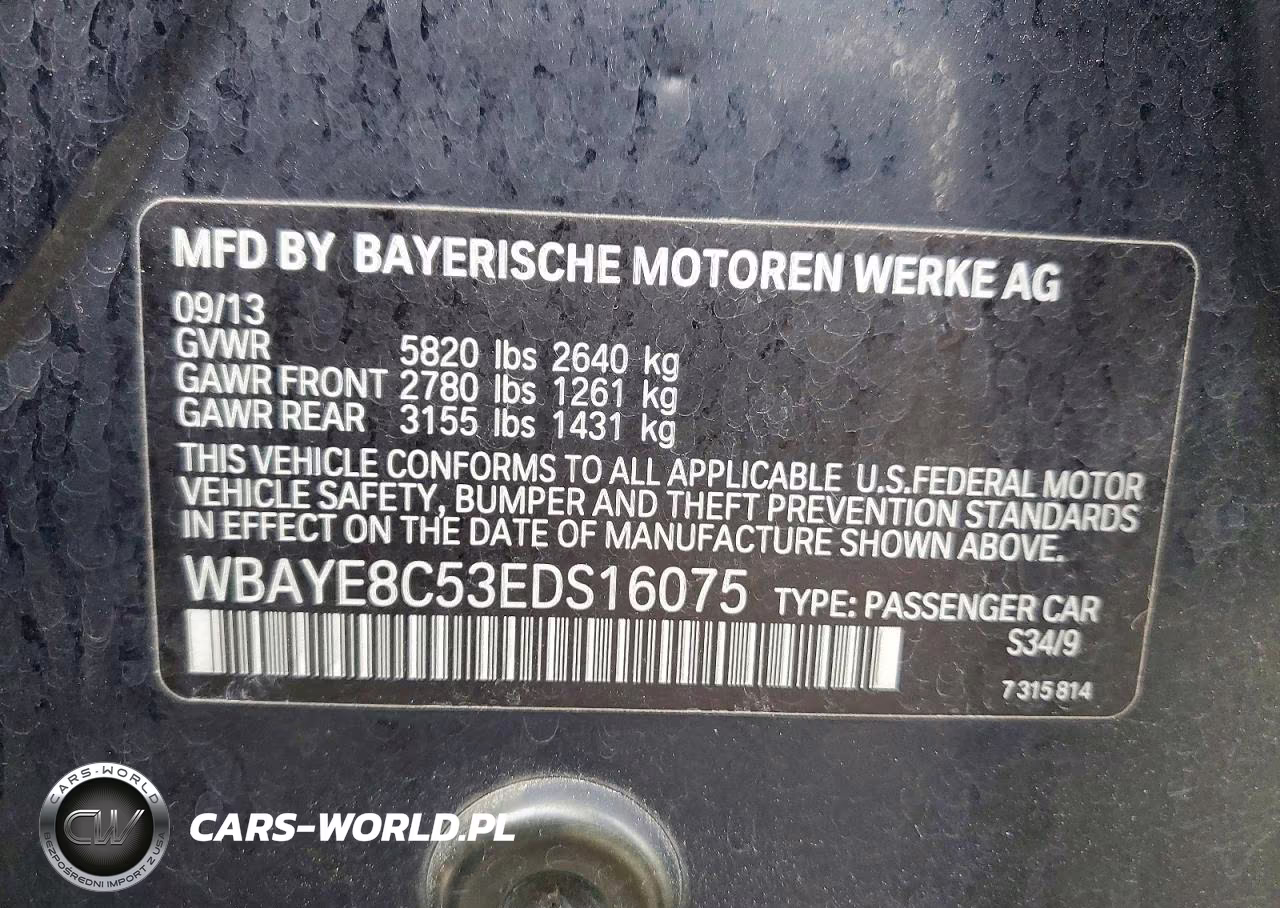 2014 BMW Alpina B7 VIN:WBAYE8C53EDS16075 - 13