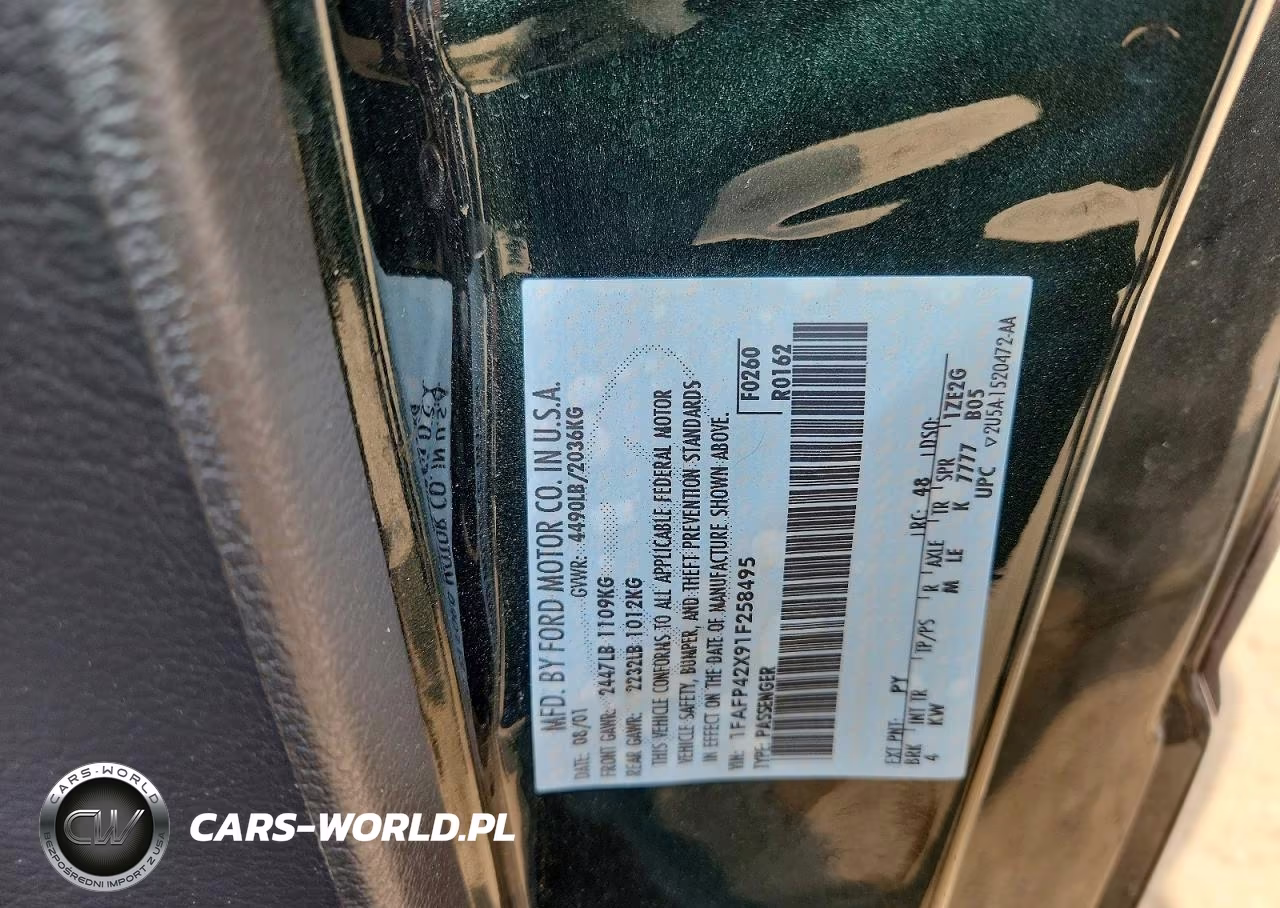2001 Ford Mustang Gt VIN:1FAFP42X91F258495 - 12