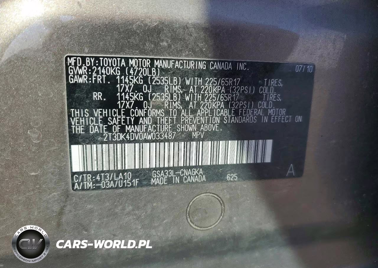 2010 Toyota Rav4 Limited VIN:2T3DK4DV0AW033487 - 13