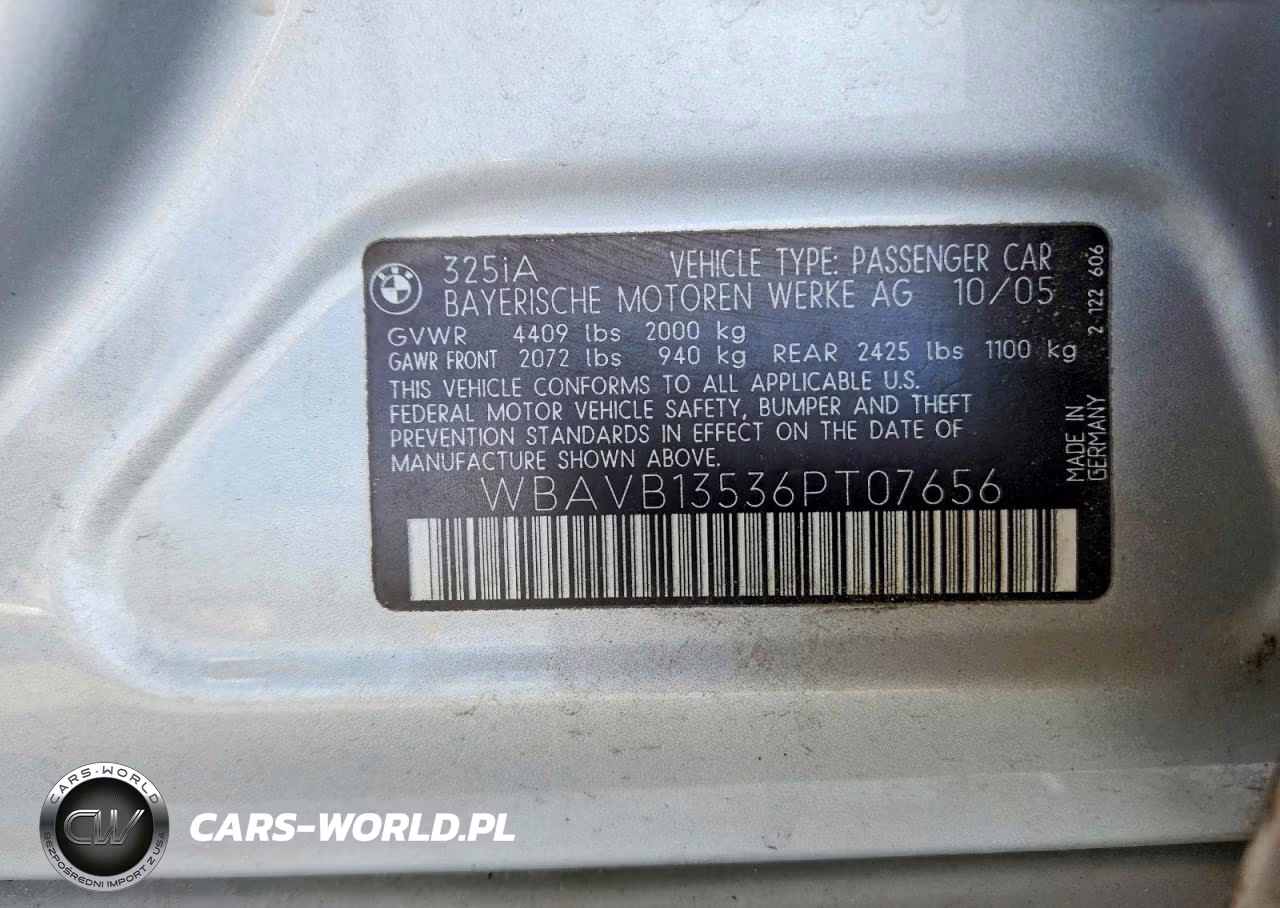 2006 BMW 325 I VIN:WBAVB13536PT07656 - 12