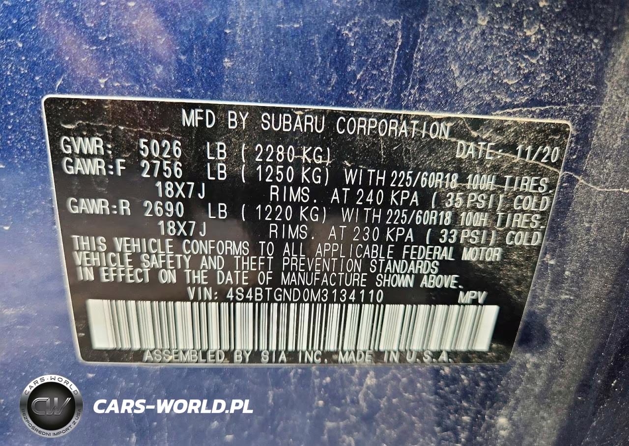 2021 Subaru Outback Limited Xt VIN:4S4BTGND0M3134110 - 13