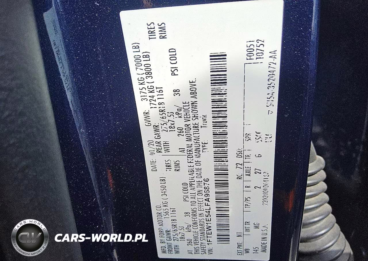 2020 Ford F150 Supercrew VIN:1FTEW1E54LFA96876 - 12