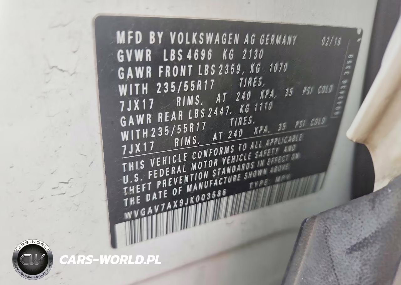 2018 Volkswagen Tiguan Limited VIN:WVGAV7AX9JK003586 - 13