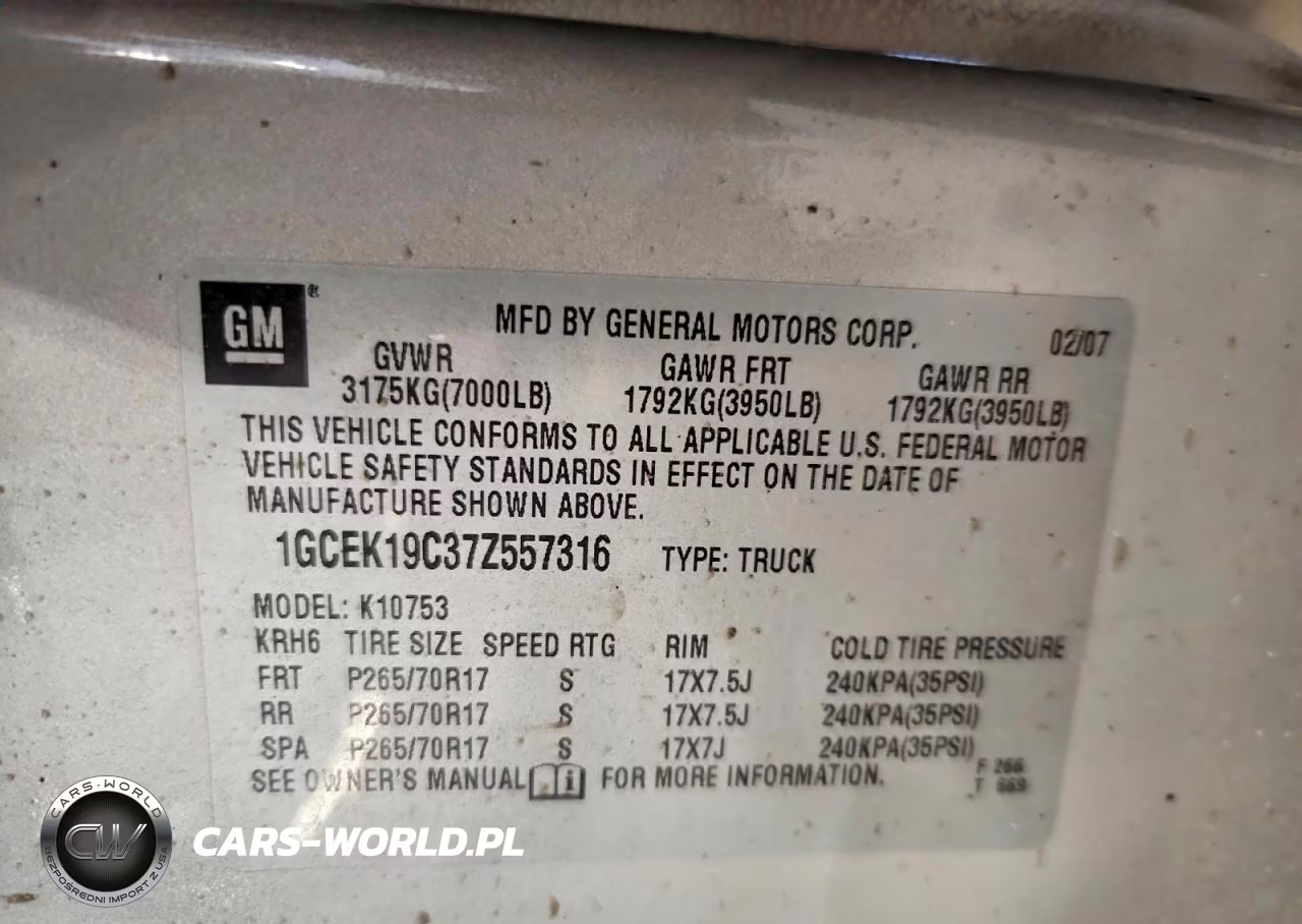 2007 Chevrolet Silverado K1500 VIN:1GCEK19C37Z557316 - 12