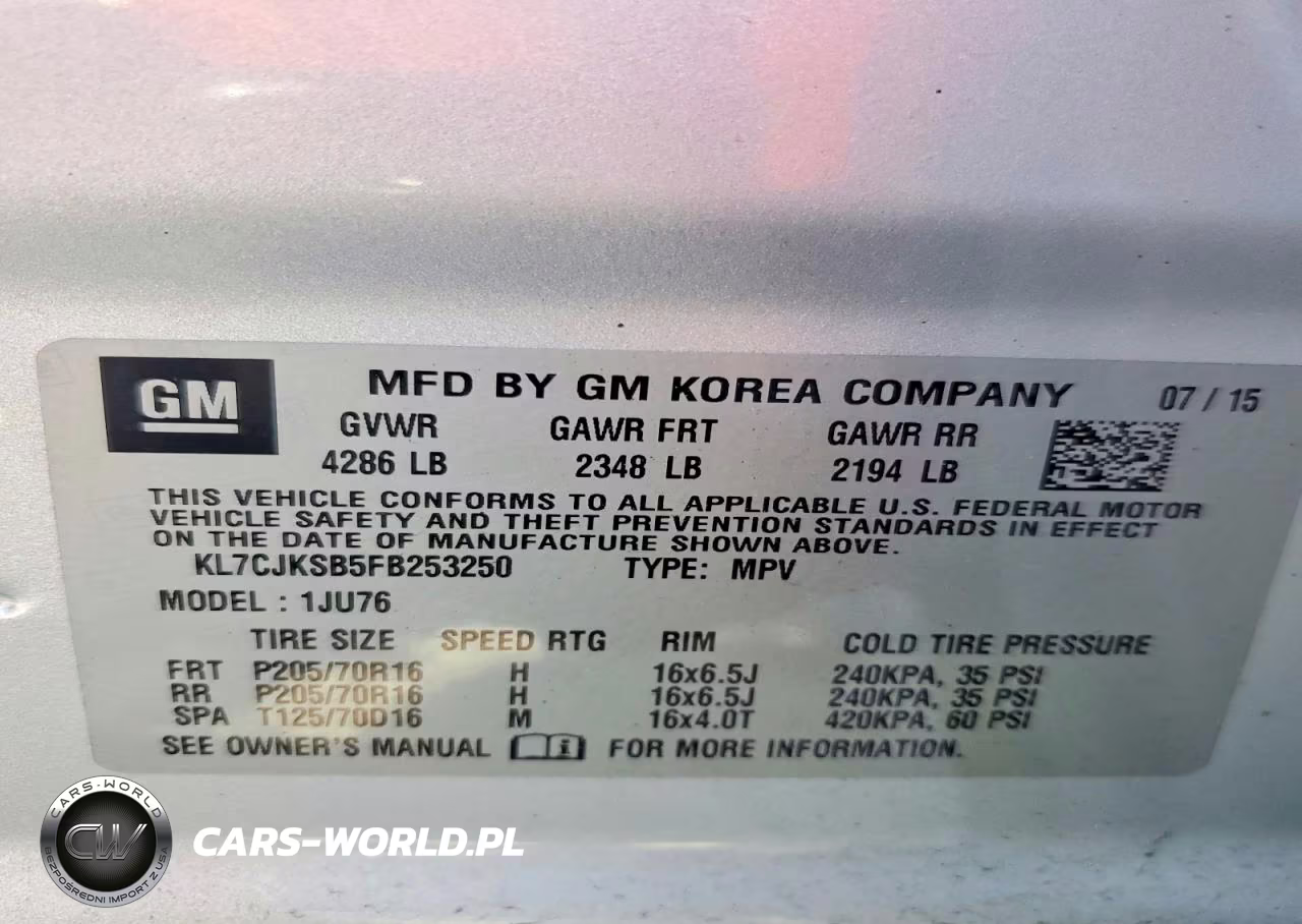 2015 Chevrolet Trax Ls VIN:KL7CJKSB5FB253250 - 14