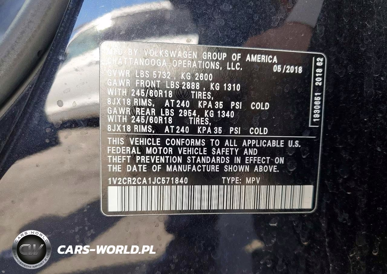 2018 Volkswagen Atlas Se VIN:1V2CR2CA1JC571840 - 13
