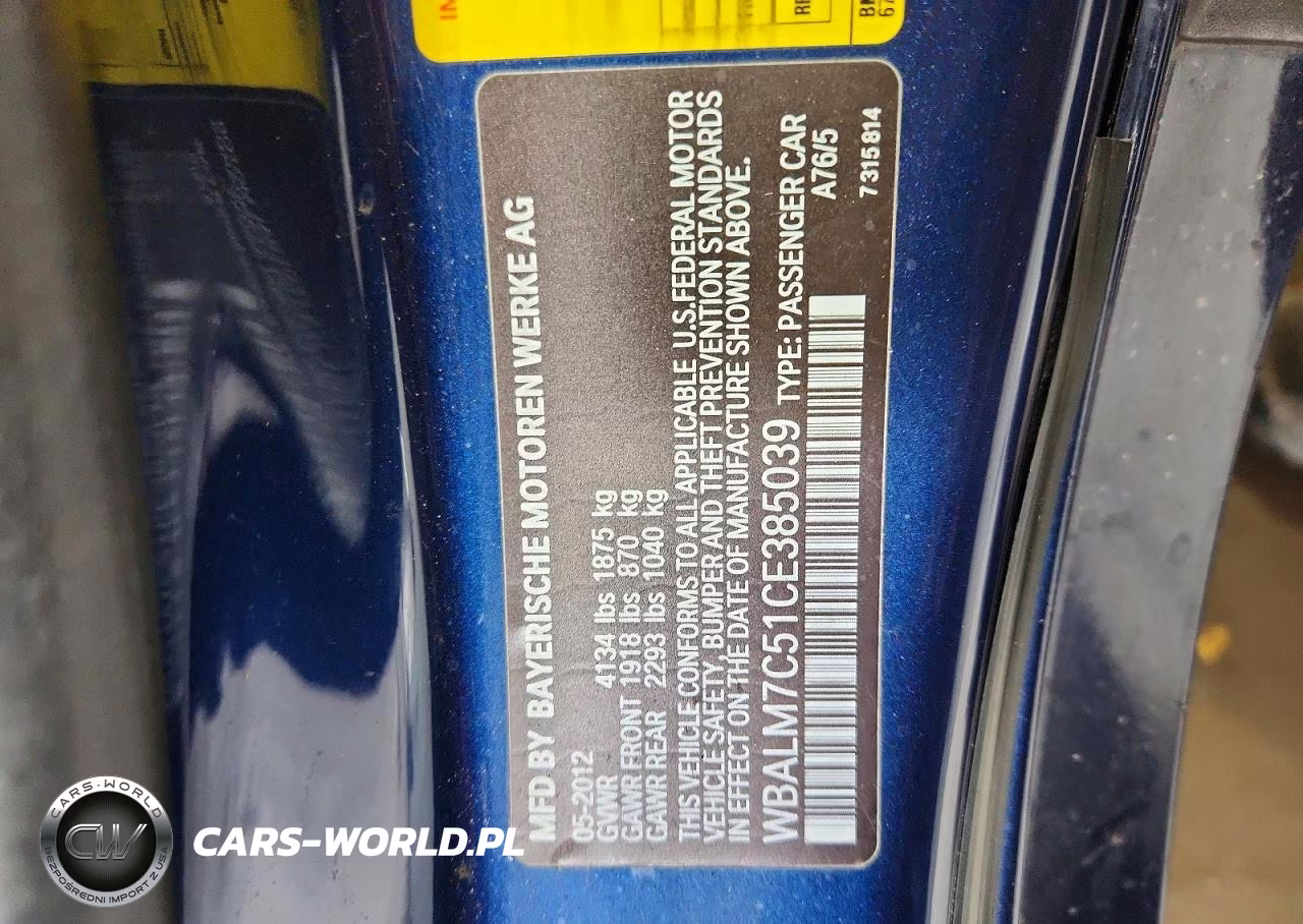 2012 BMW Z4 Sdrive35I VIN:WBALM7C51CE385039 - 12