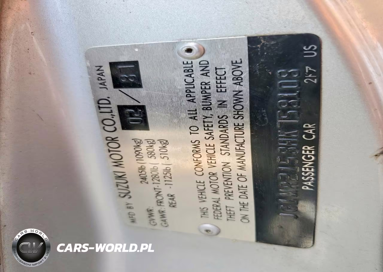1987 Chevrolet Geo Sprint VIN:JG1MR2158HK758108 - 12