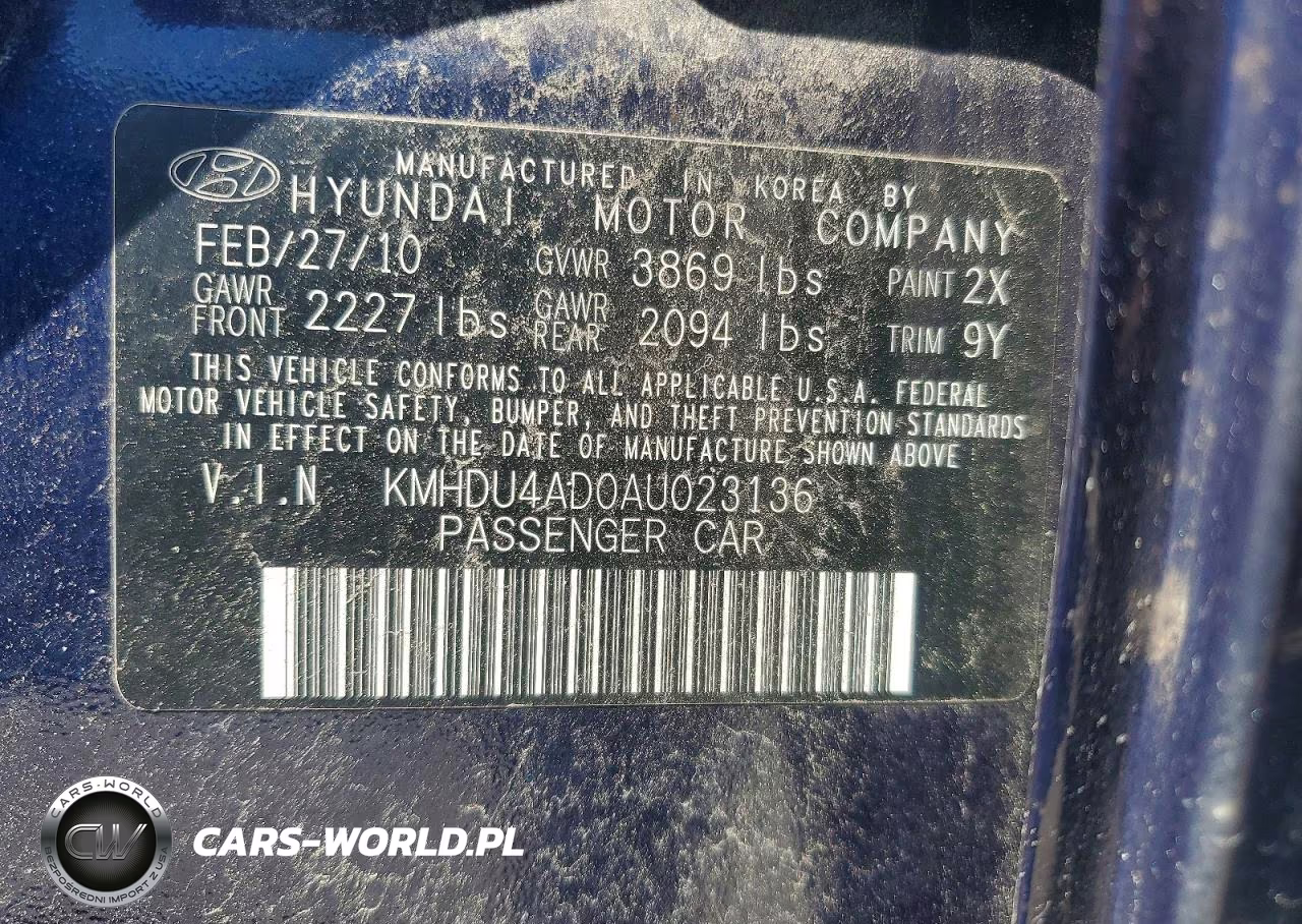 2010 Hyundai Elantra Se VIN:KMHDU4AD0AU023136 - 12