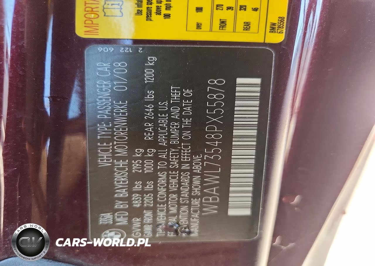 2008 BMW 335 I VIN:WBAWL73548PX55878 - 12