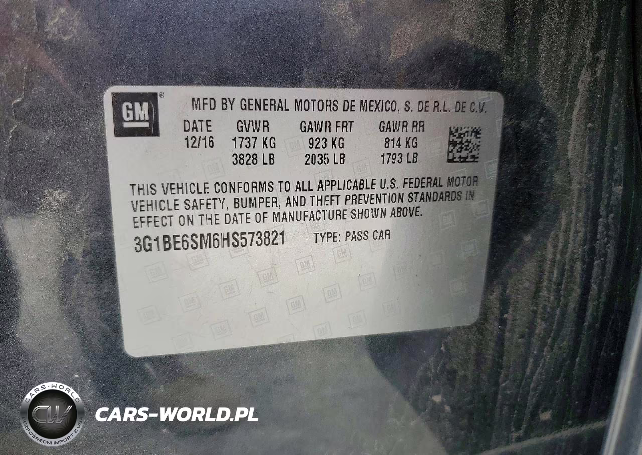 2017 Chevrolet Cruze Lt VIN:3G1BE6SM6HS573821 - 13