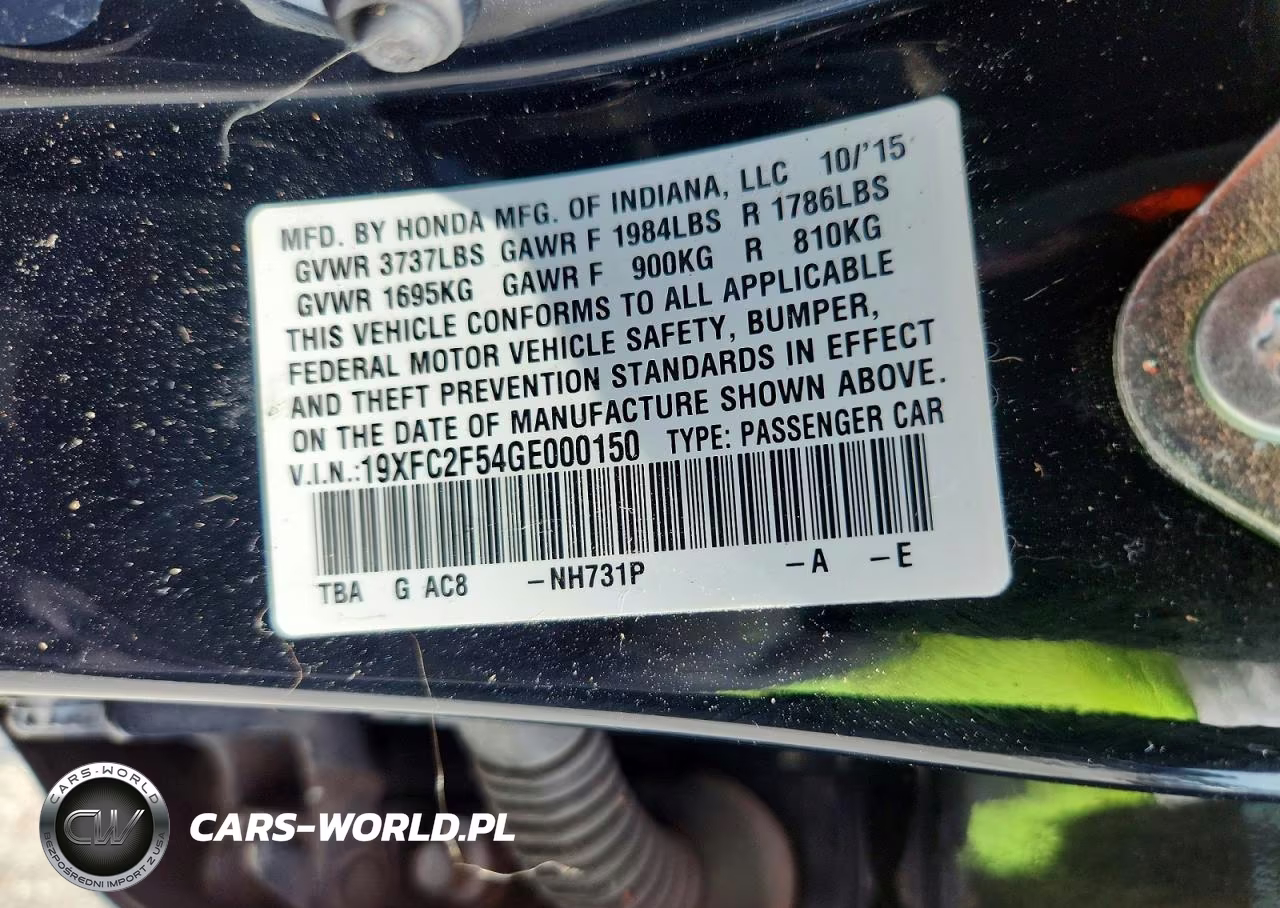 2016 Honda Civic Lx VIN:19XFC2F54GE000150 - 12