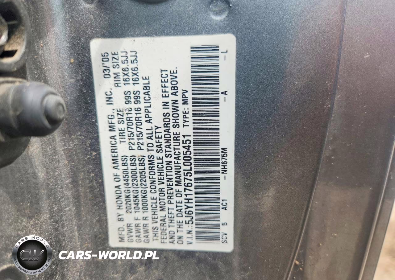 2005 Honda Element Ex VIN:5J6YH17675L005451 - 12