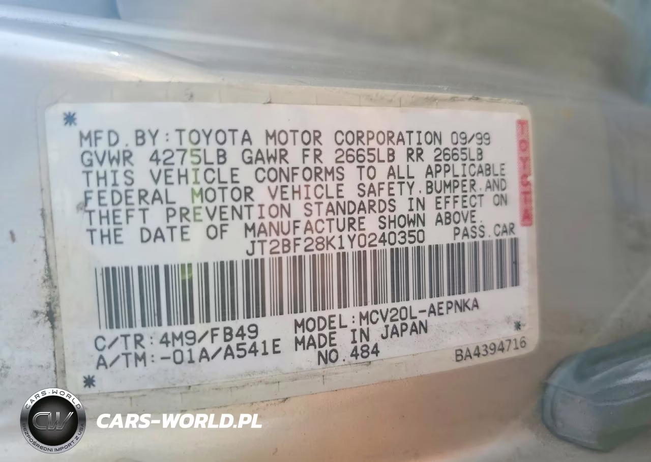 2000 Toyota Camry Le V6 VIN:JT2BF28K1Y0240350 - 12