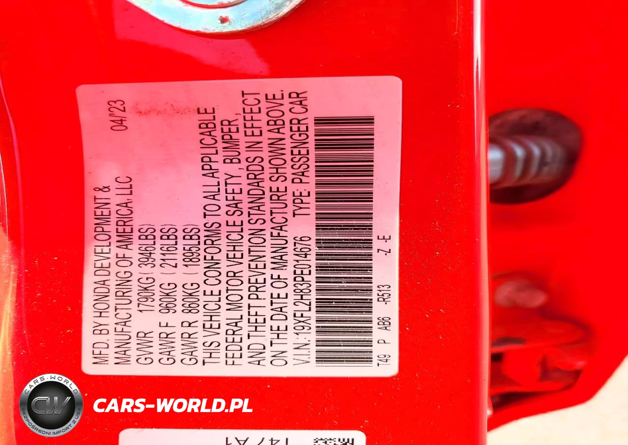 2023 Honda Civic Sport VIN:19XFL2H83PE014676 - 12