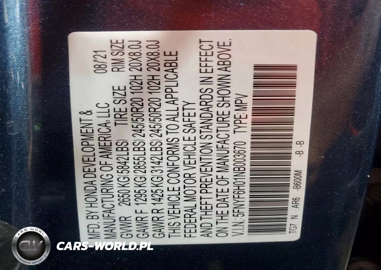 2022 Honda Pilot Elite VIN:5FNYF6H01NB003670 - 14