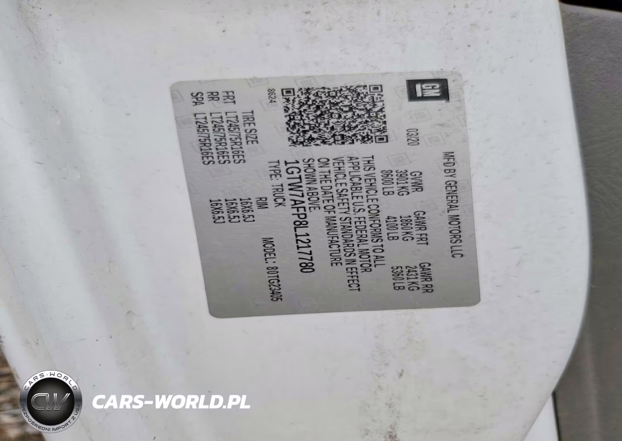 2020 GMC Savana G2500 VIN:1GTW7AFP8L1217780 - 12