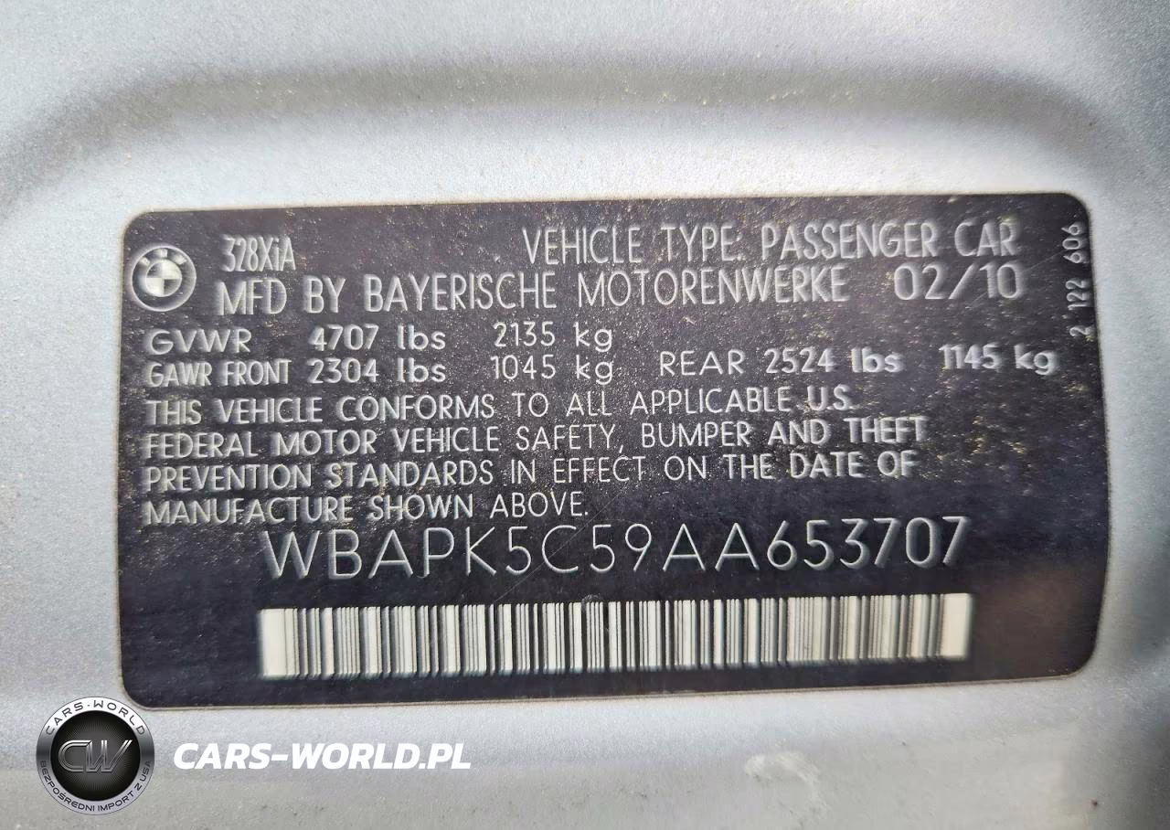 2010 BMW 328 Xi Sulev VIN:WBAPK5C59AA653707 - 12