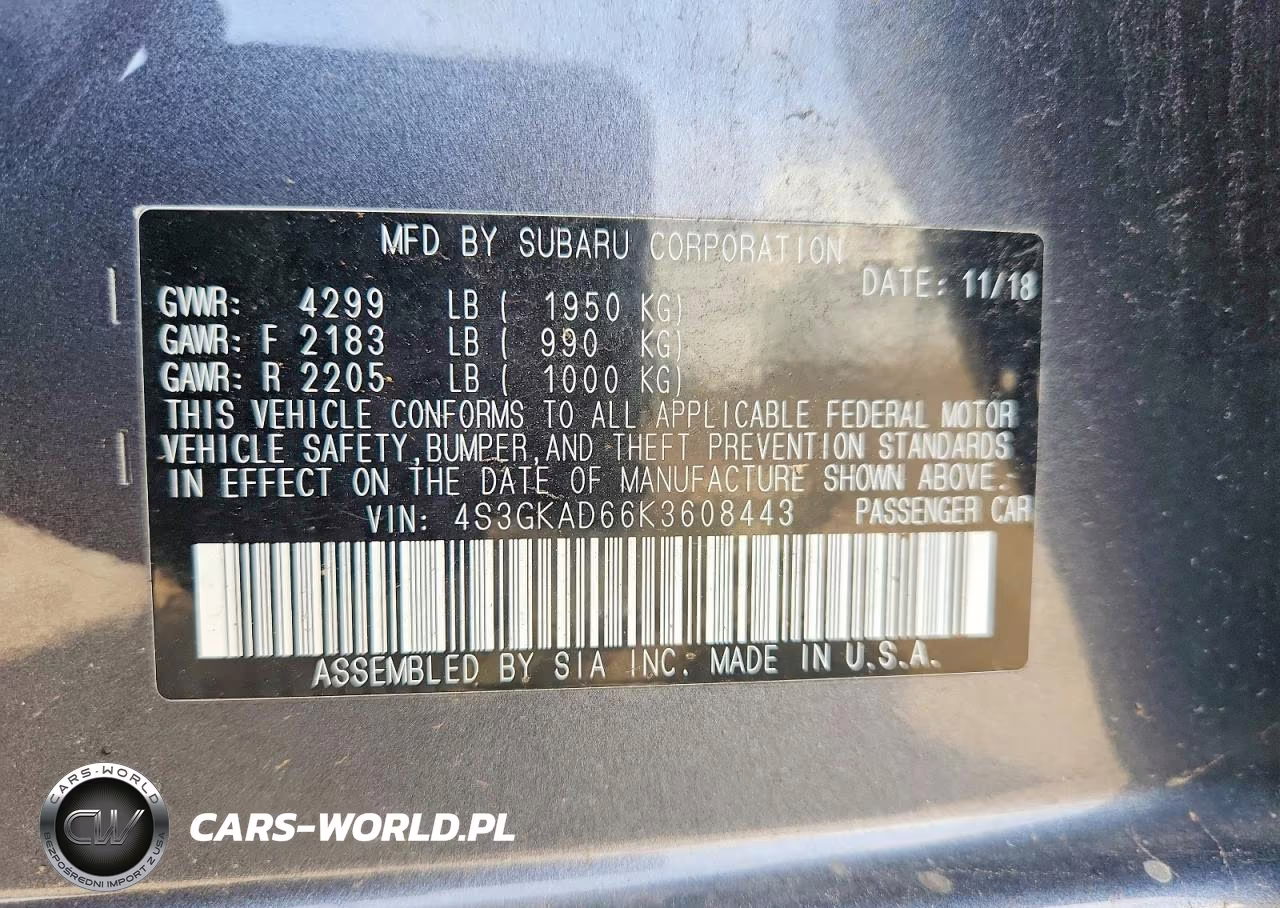 2019 Subaru Impreza Premium VIN:4S3GKAD66K3608443 - 12