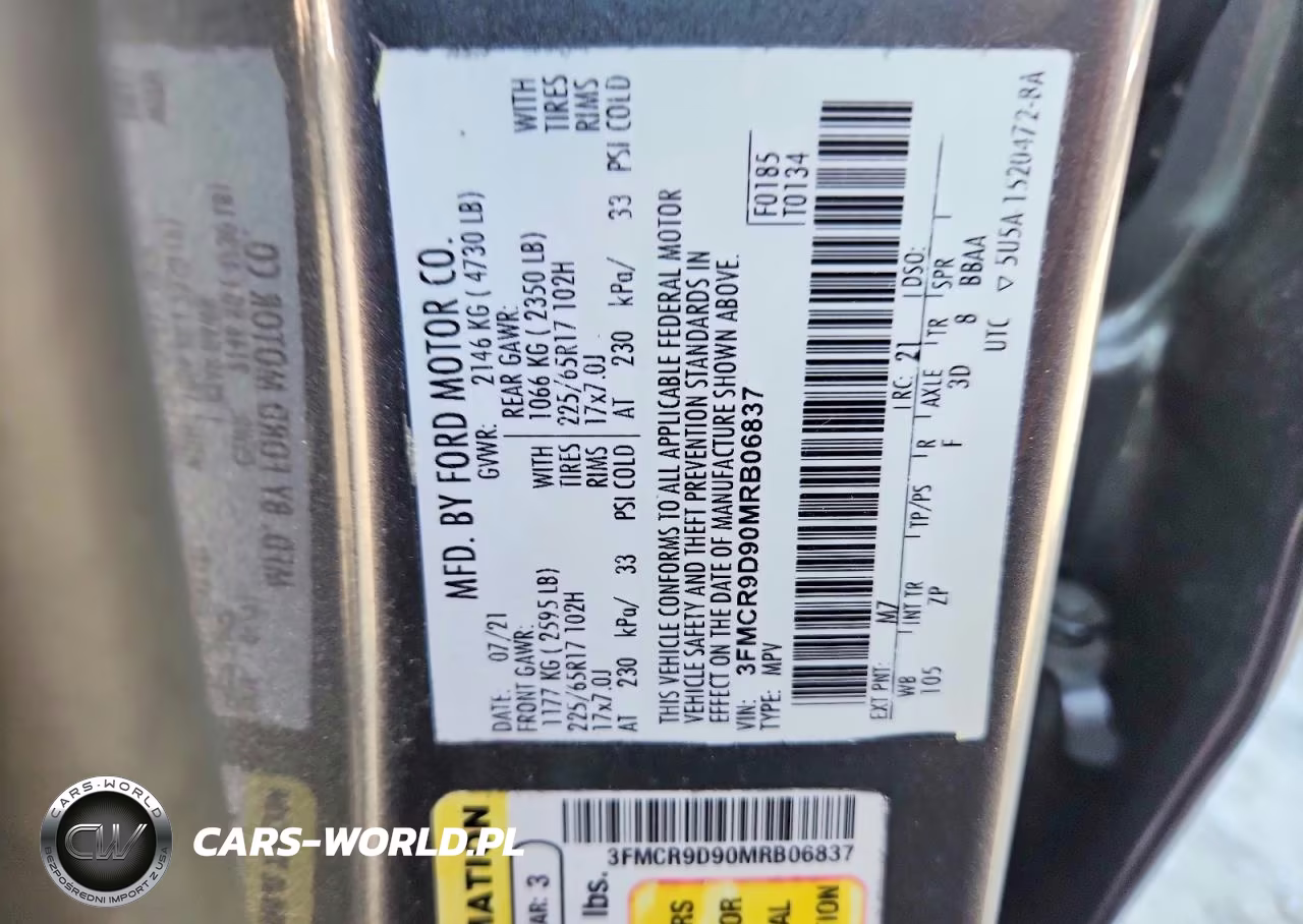2021 Ford Bronco Sport Badlands VIN:3FMCR9D90MRB06837 - 13