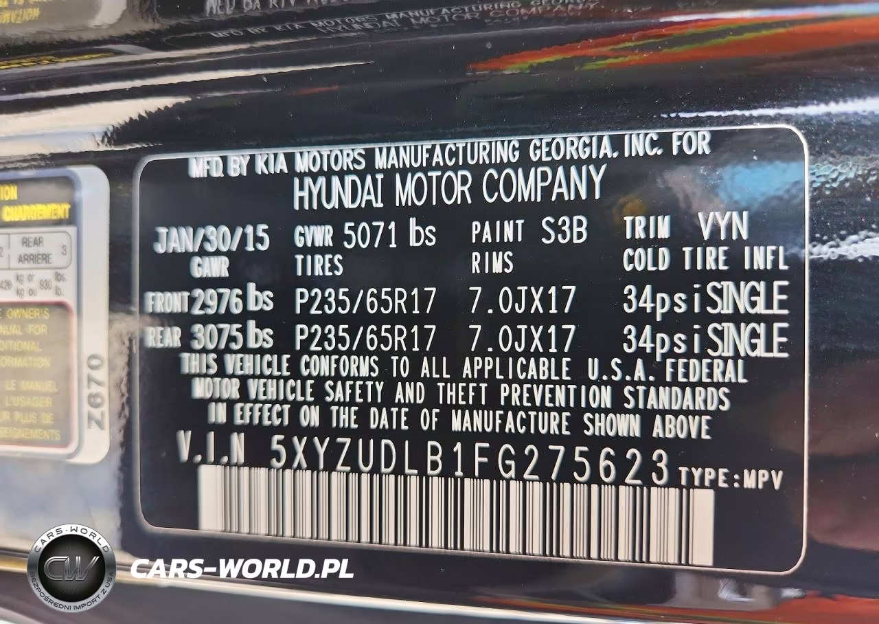 2015 Hyundai Santa Fe Sport 2.4L VIN:5XYZUDLB1FG275623 - 13