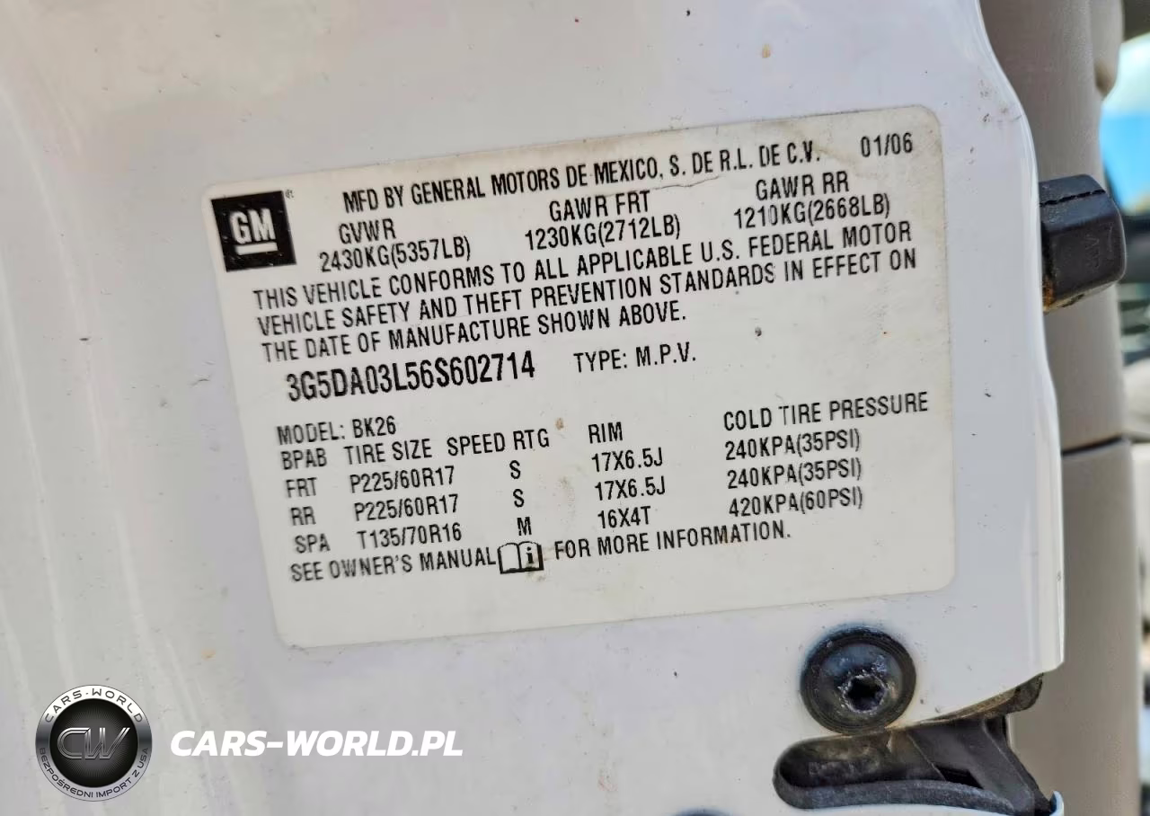2006 Buick Rendezvous Cx VIN:3G5DA03L56S602714 - 12