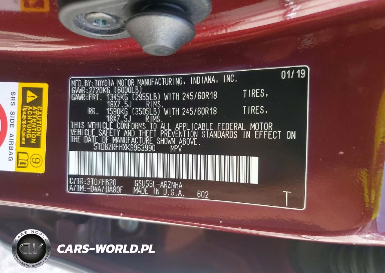 2019 Toyota Highlander Le VIN:5TDBZRFHXKS963990 - 13