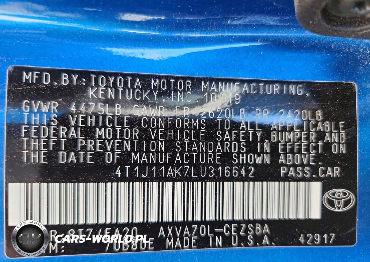 2020 Toyota Camry Se VIN:4T1J11AK7LU316642 - 12
