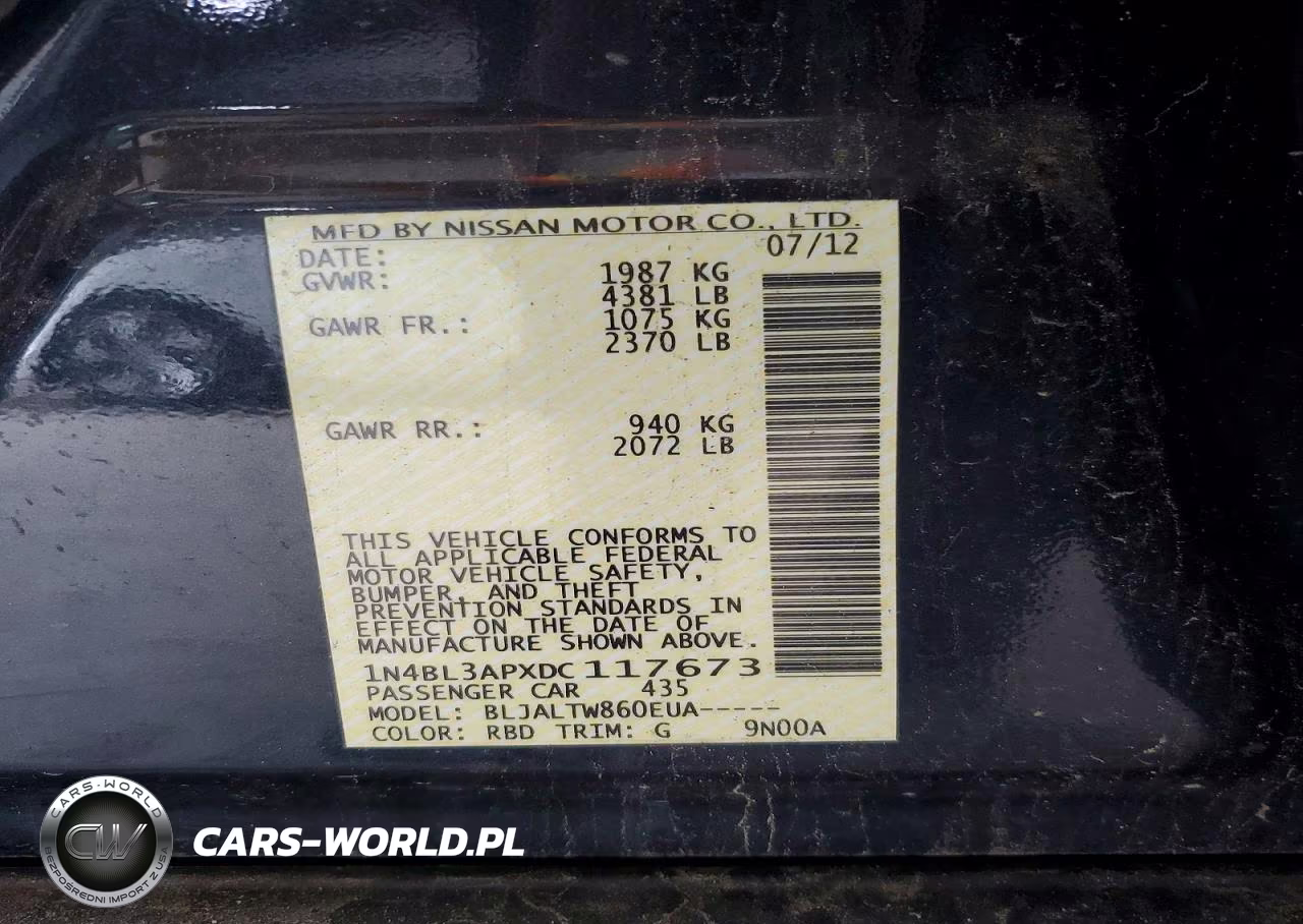2013 Nissan Altima 3.5 S VIN:1N4BL3APXDC117673 - 12