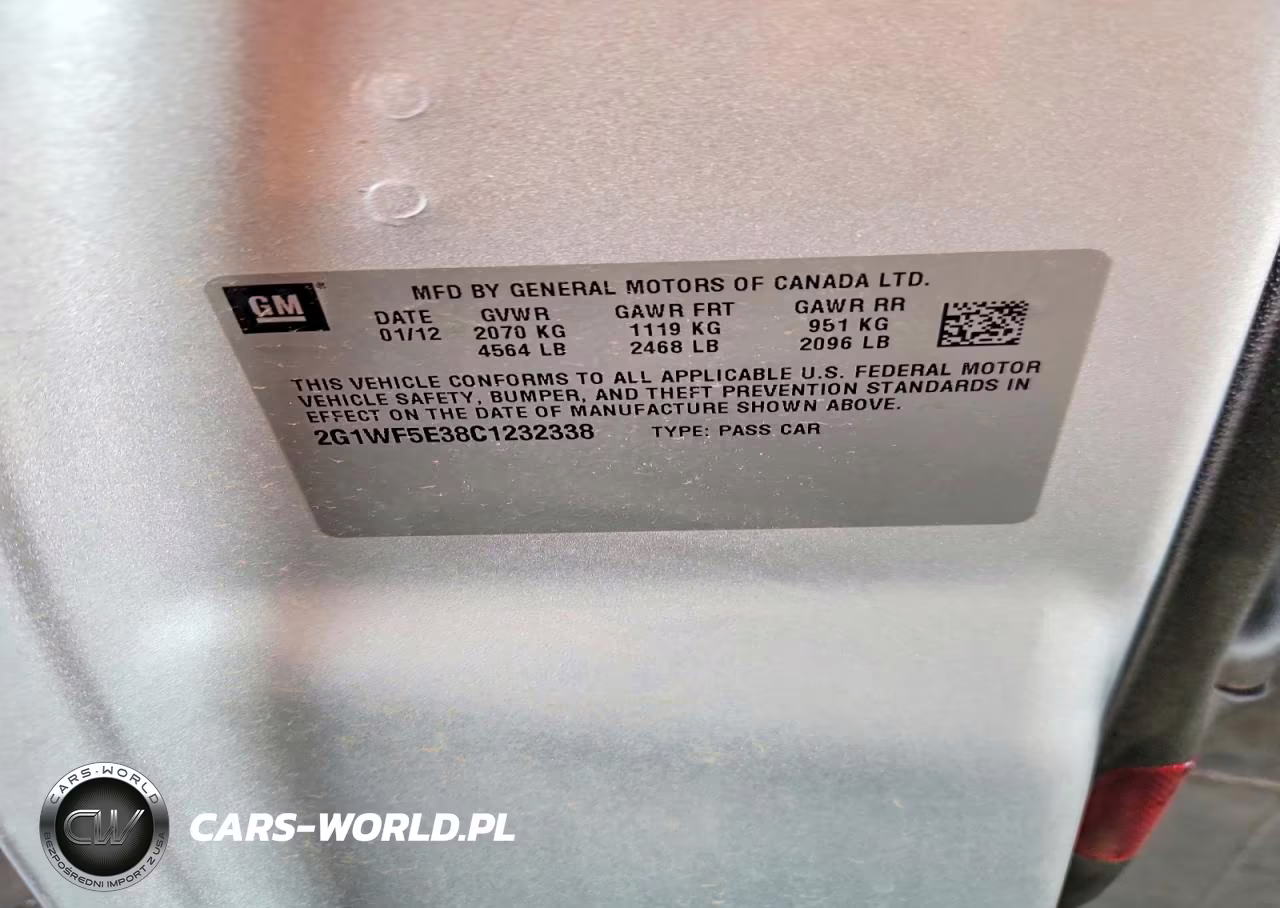 2012 Chevrolet Impala Ls VIN:2G1WF5E38C1232338 - 12
