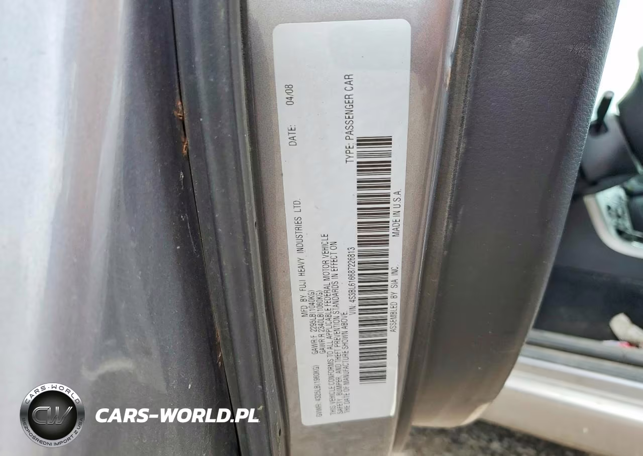 2008 Subaru Legacy 2.5I VIN:4S3BL616687226813 - 12