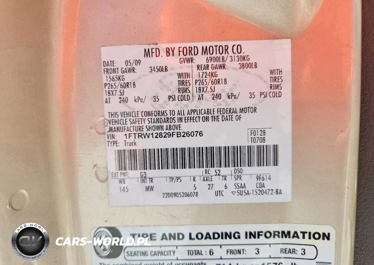 2009 Ford F150 Supercrew VIN:1FTRW12829FB26076 - 12