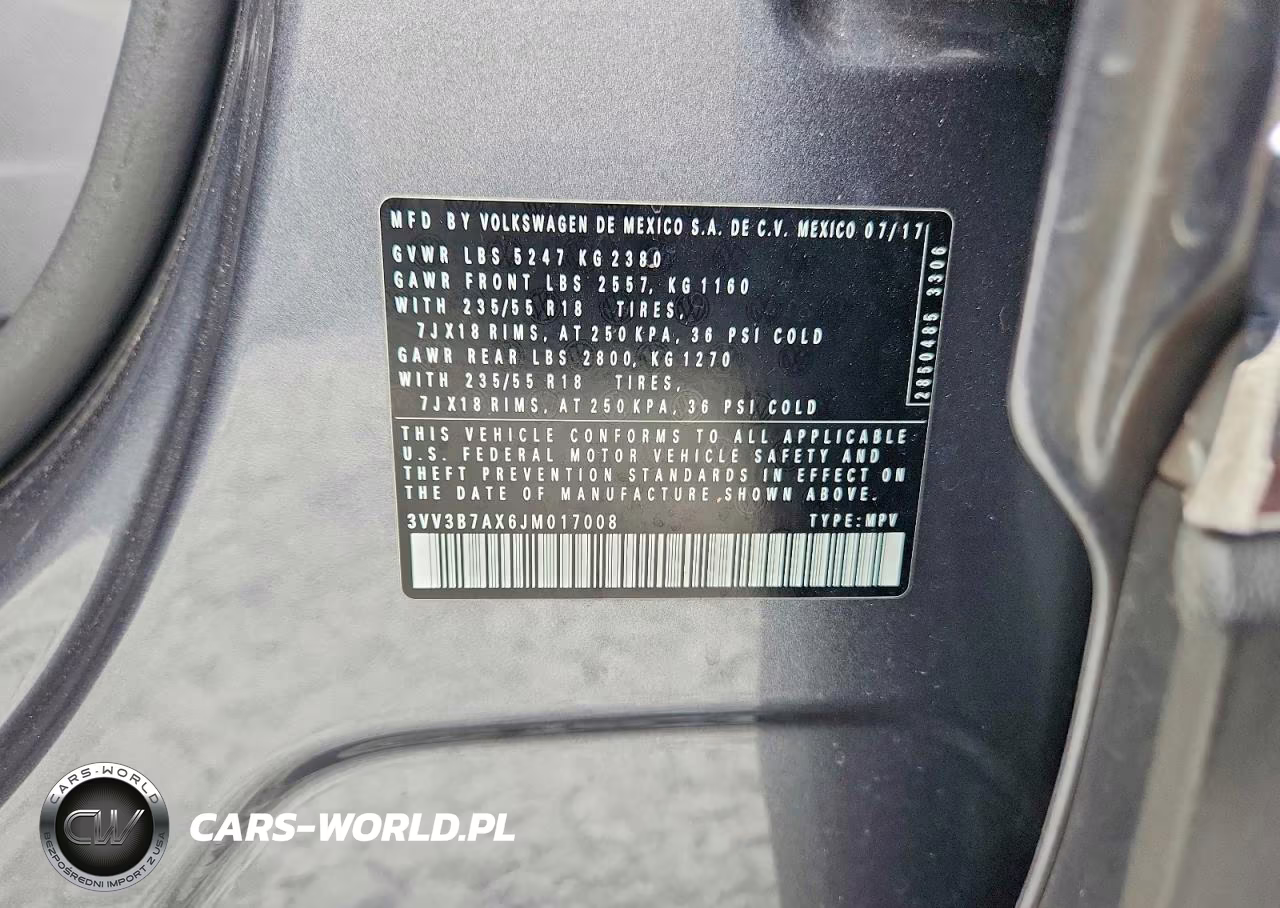 2018 Volkswagen Tiguan Se VIN:3VV3B7AX6JM017008 - 13