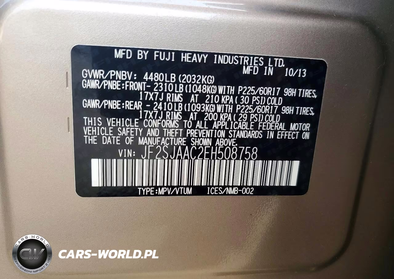 2014 Subaru Forester 2.5I VIN:JF2SJAAC2EH508758 - 13