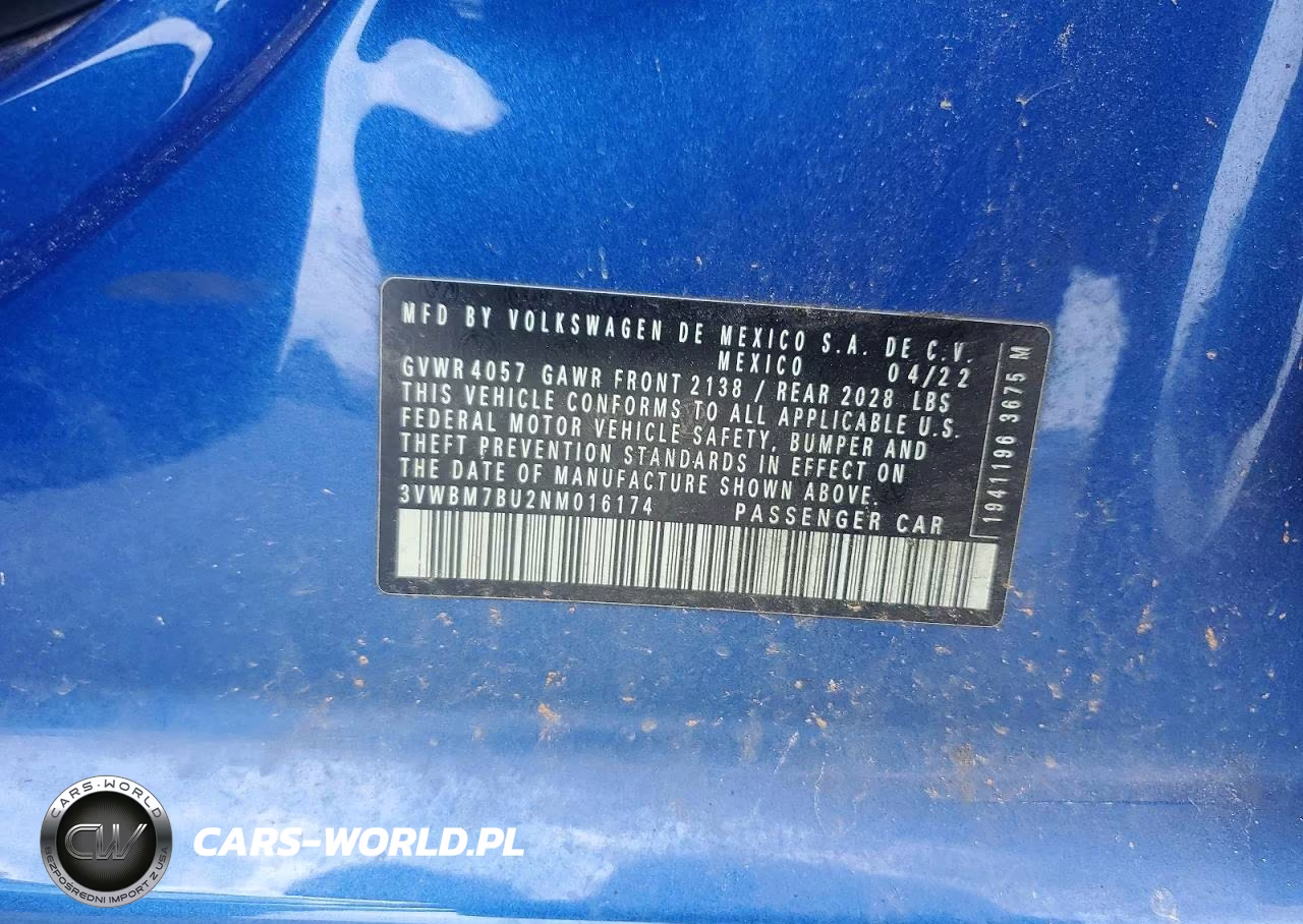 2022 Volkswagen Jetta S Manual VIN:3VWBM7BU2NM016174 - 12
